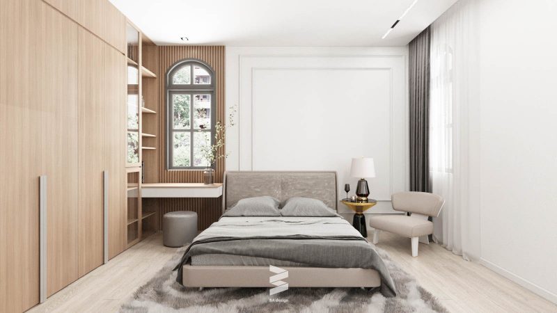 phòng ngủ master thiết kế ấm cúng, thoải mái, riêng tư 