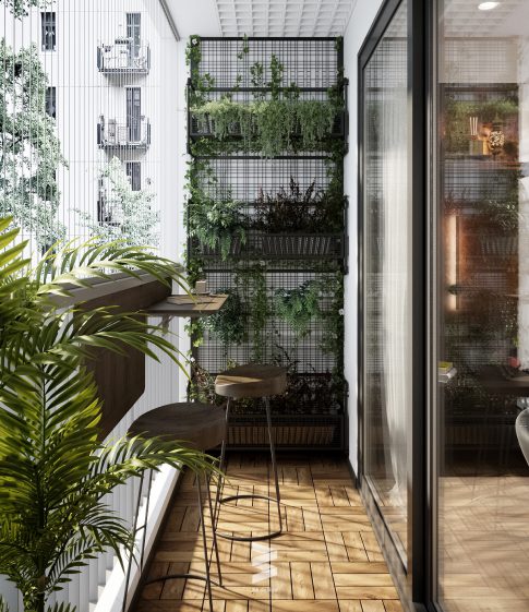 mẫu thiết kế chung cư đẹp: Chung cư Tera An Hưng 1 thiết kế ban công hoàn toàn bằng cây xanh