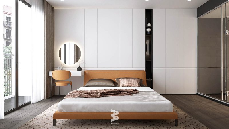 Phòng ngủ đơn giản trong căn hộ chung cư Pride đơn giản