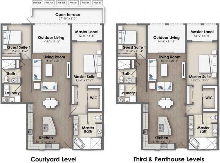 Căn penthouse thông tầng 04 phòng ngủ cao cấp 