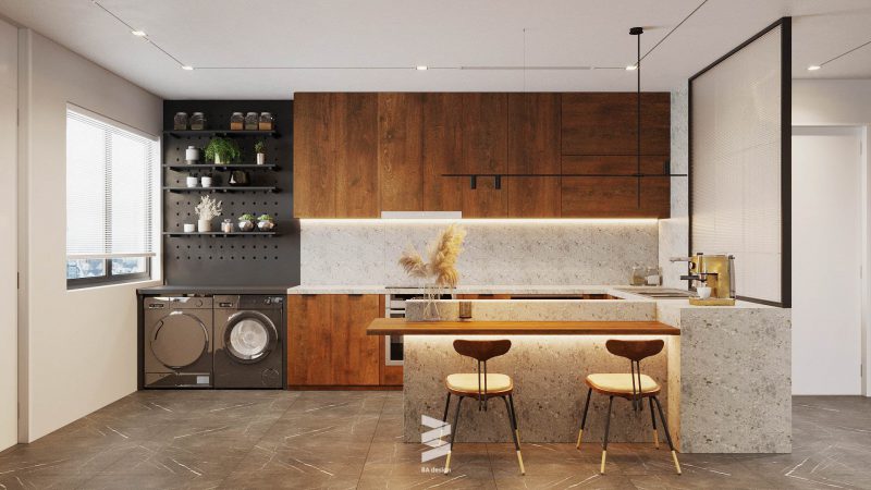Mẫu thiết kế nội thất đẹp và hiện đại tại không gian bếp chung cư