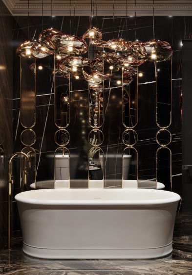 Phòng tắm thiết kế phong cách cổ điển với nhiều vật liệu cao cấp đặc trưng 