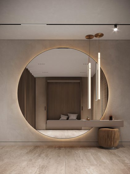 Sử dụng gương tròn lớn trong phòng ngủ 